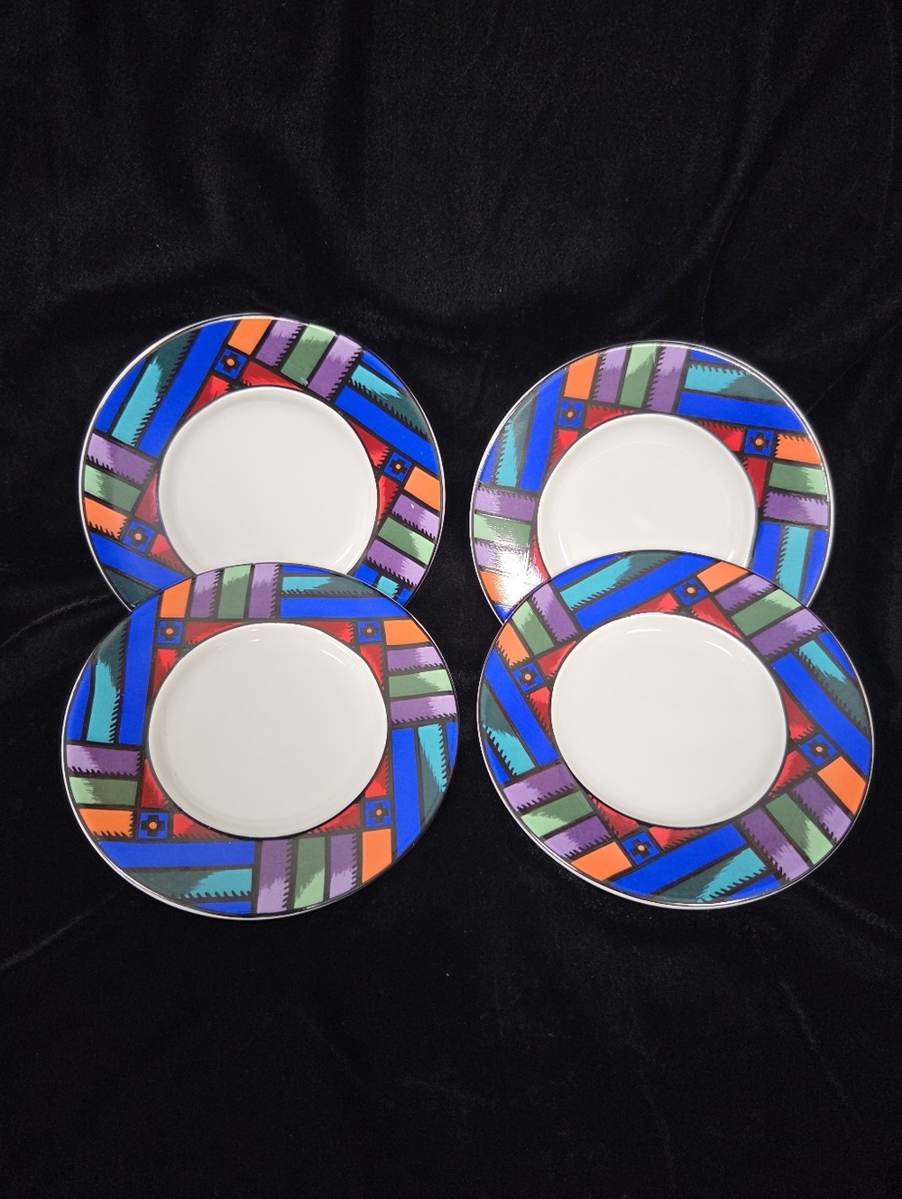 Sakura Velvet Quilt 1994 Saucer Plates Set of 4